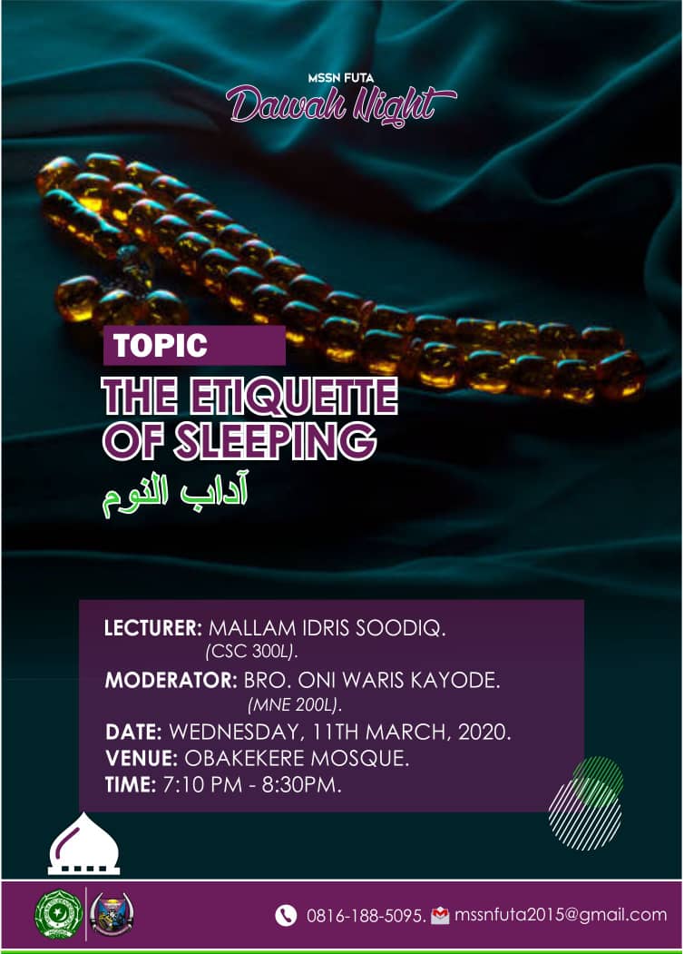 mssn futa dawah night: The Etiquette of Sleeping
